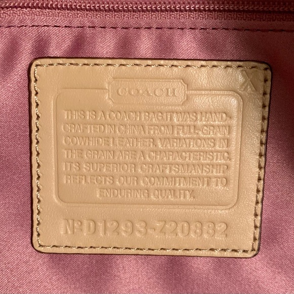 COACH bag, handles and strap, natural/tan color, about 12 in. - Picture 7 of 8